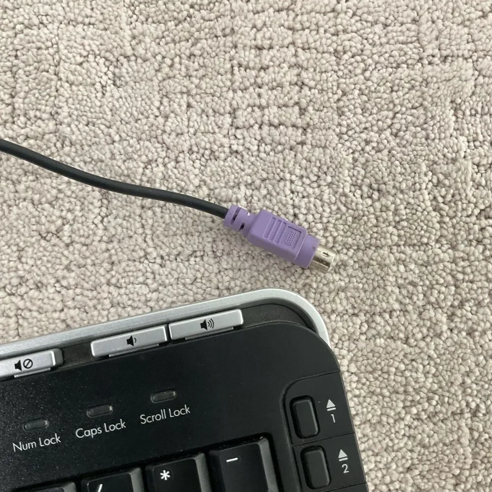 HP 5189 Multimedia Wired Keyboard with purple jack p/n 5188-6077 S/n BE91101069